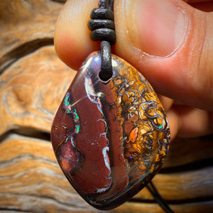 32 x 24mm - Drilled Tribal Queensland Boulder Opal Necklace
