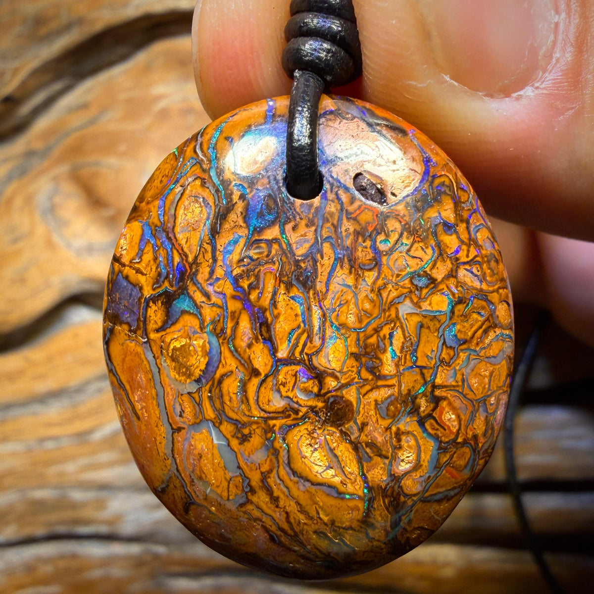 32 x 27mm - Drilled Tribal Queensland Boulder Opal Necklace