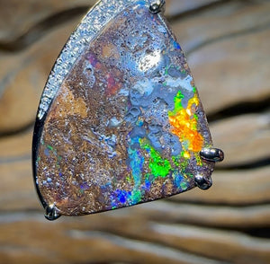 Sterling Silver - SOLID Australian Boulder Opal Pendant