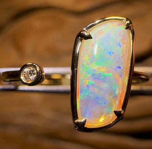 14k Gold - Solid South Australian Crystal Opal Ring