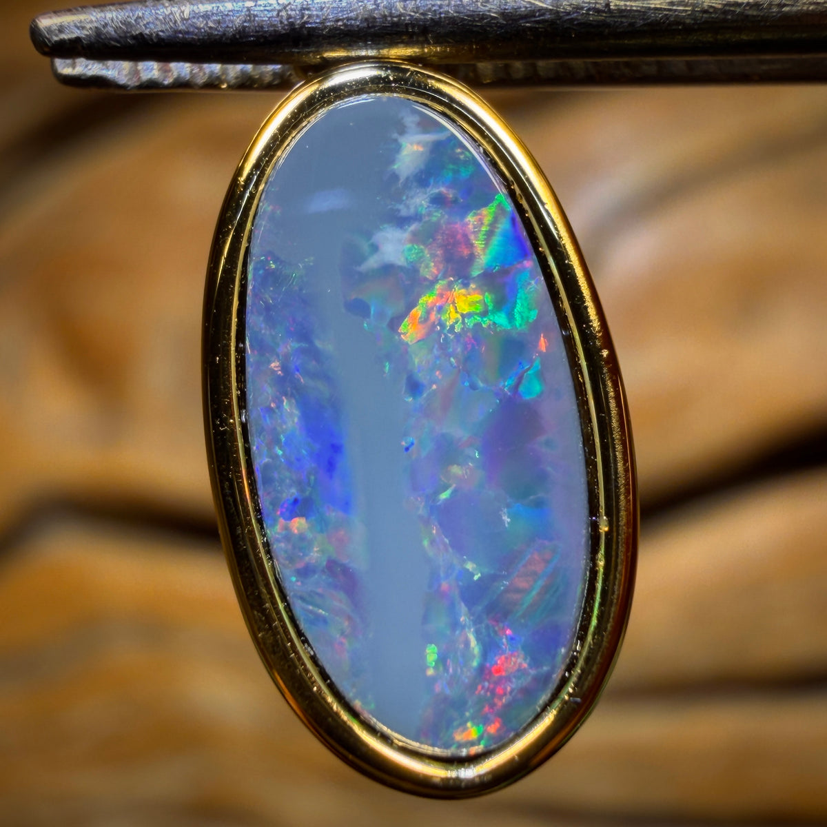 Wild Card! Sterling Silver Gold Plated - Queensland Boulder Opal Doublet Pendant