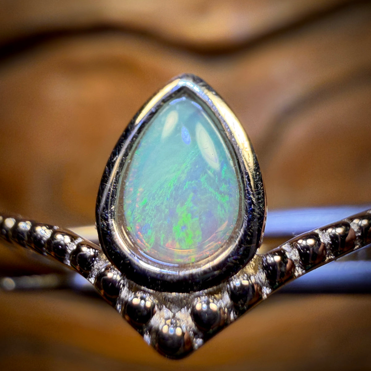 🔨 AUCTION 🔨 Sterling Silver - South Australian Crystal Opal Ring