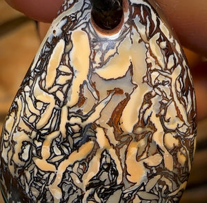 32 x 20mm - Best Tribal Drilled Boulder Opal Pendant w/ Eco Friendly Vegan Cord