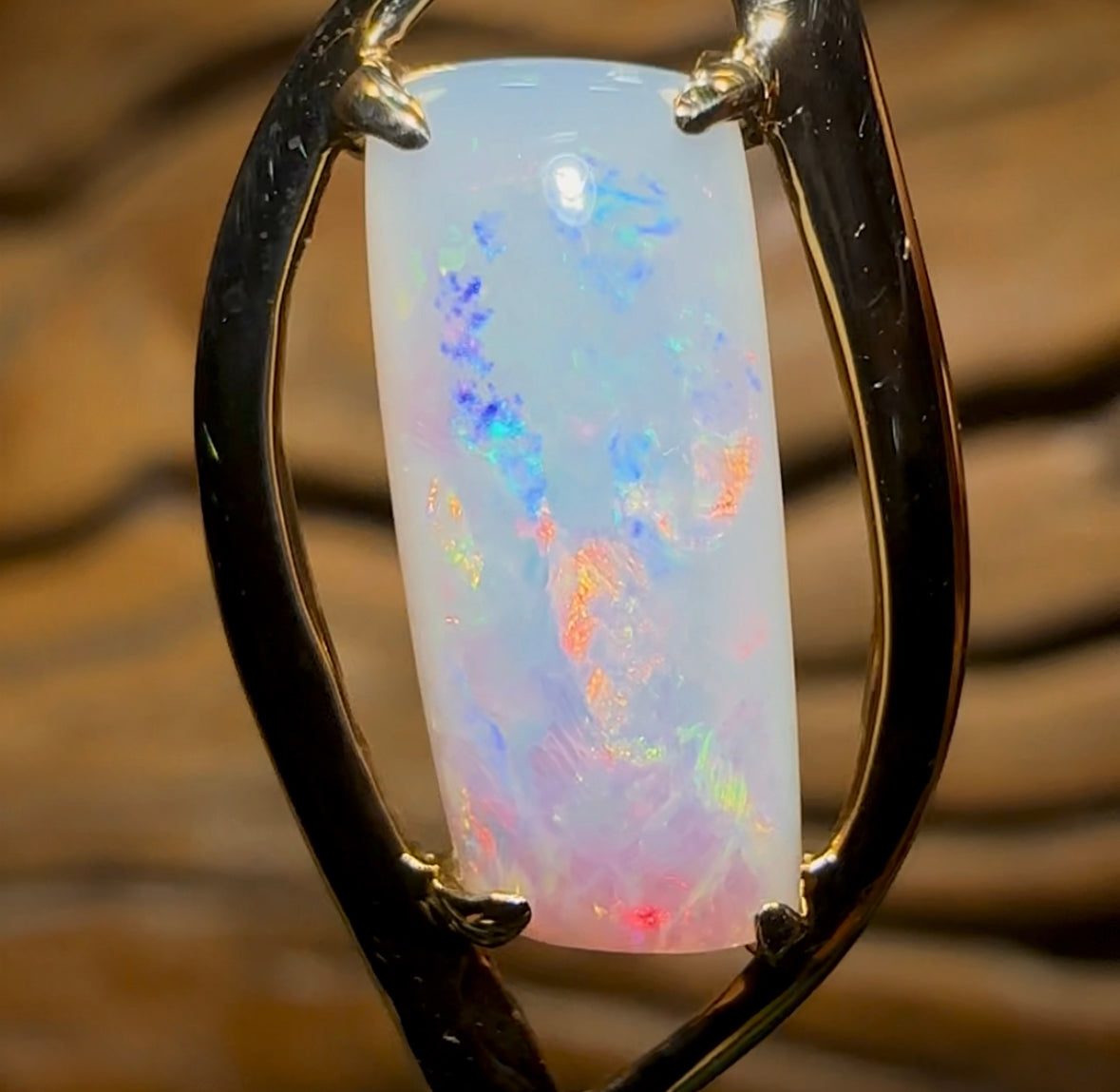 14k Gold - Solid South Australian Crystal Opal Pendant - Opal Whisperers