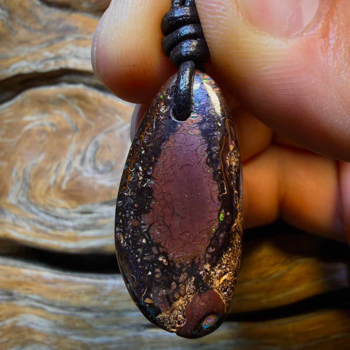 33 x 17mm - Drilled Tribal Queensland Boulder Opal Necklace