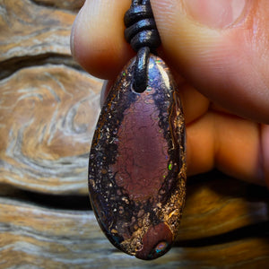33 x 17mm - Drilled Tribal Queensland Boulder Opal Necklace