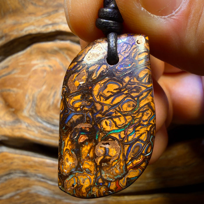 33 x 19mm - Drilled Tribal Queensland Boulder Opal Necklace