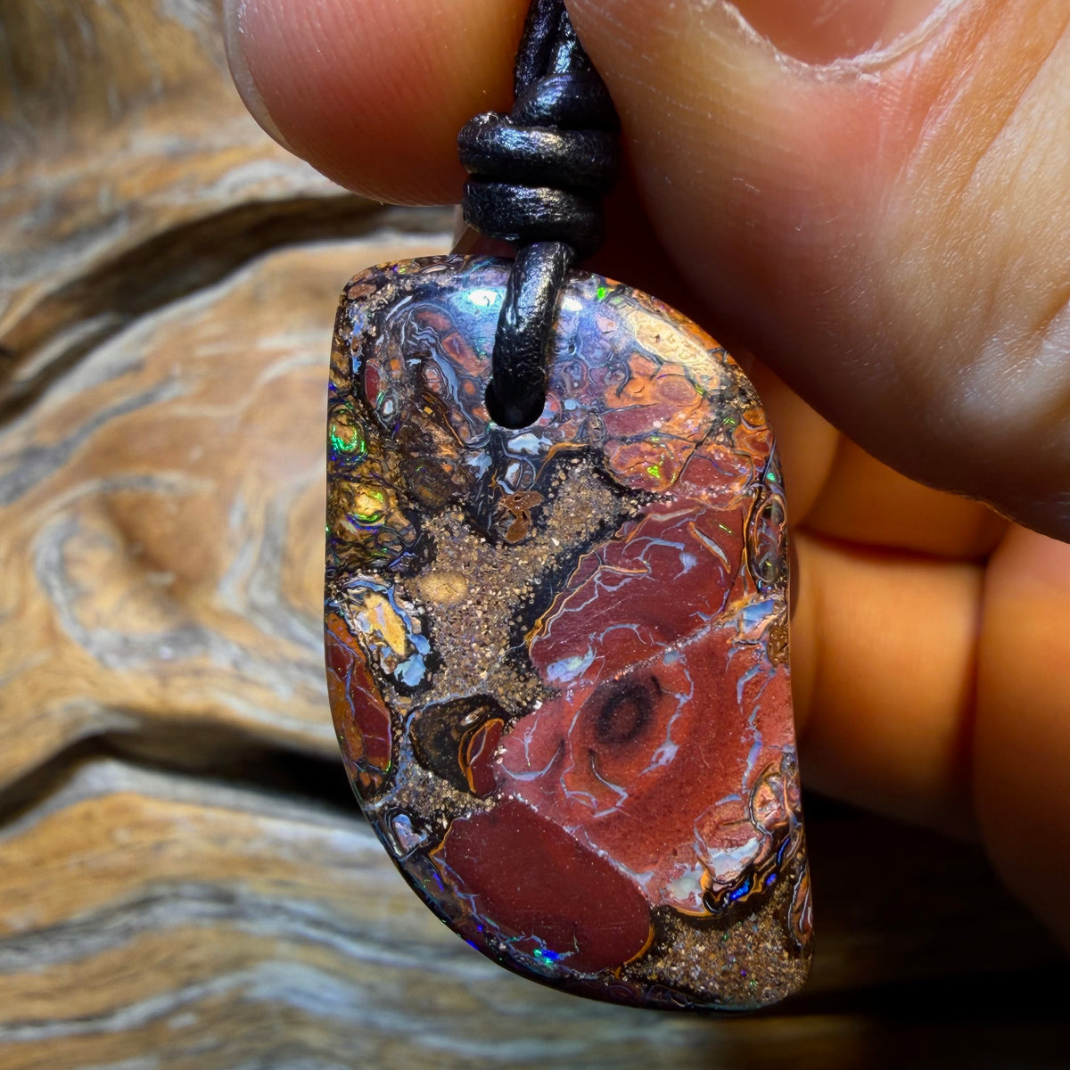33 x 19mm - Drilled Tribal Queensland Boulder Opal Necklace