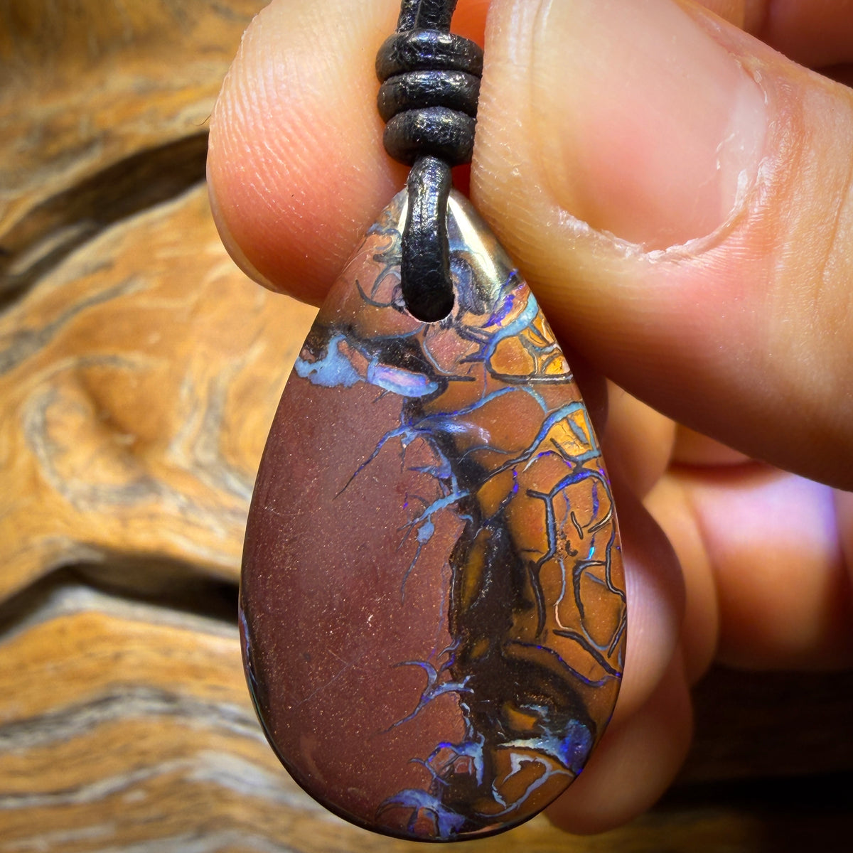 33 x 19mm - Drilled Tribal Queensland Boulder Opal Necklace