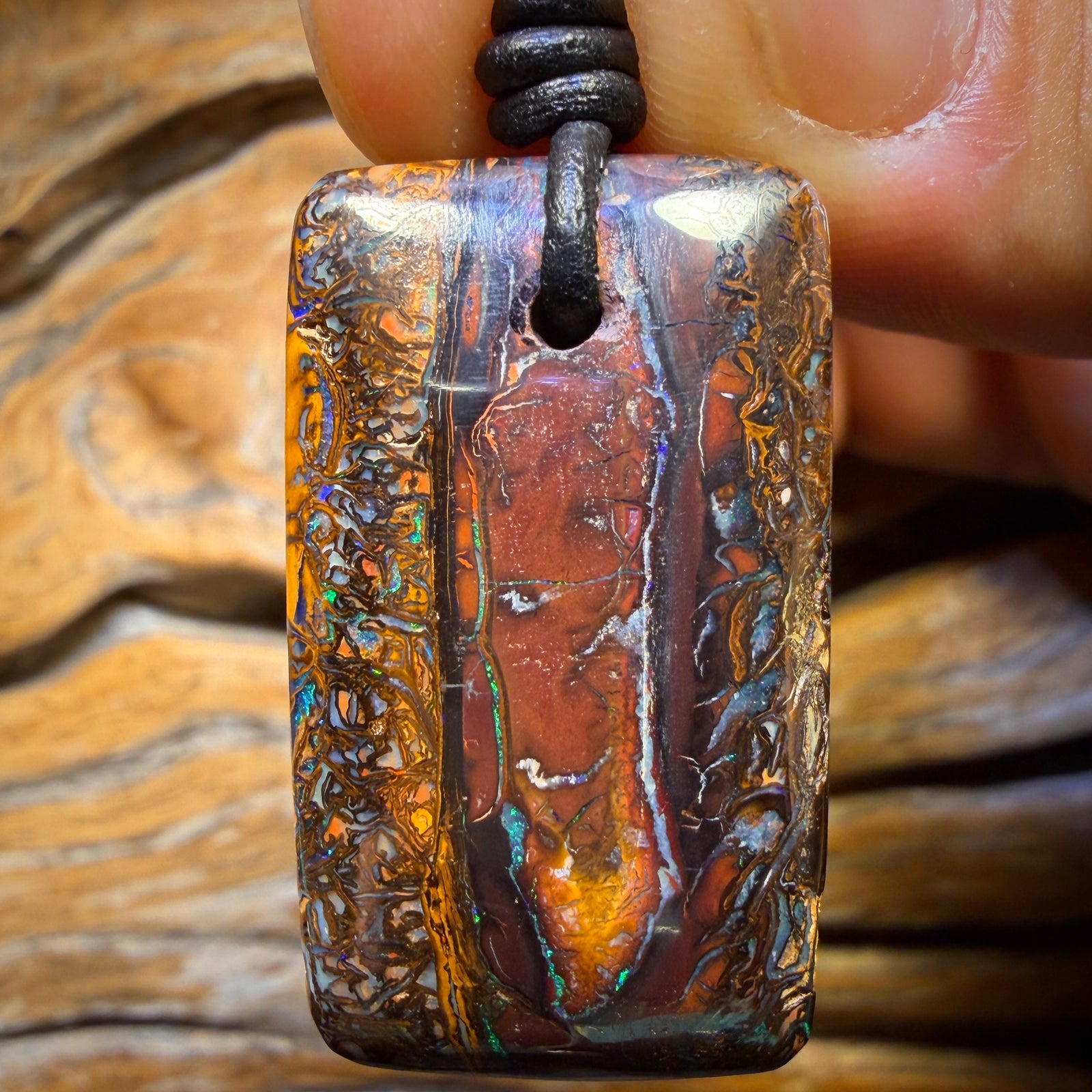 33 x 20mm - Drilled Tribal Queensland Boulder Opal Necklace