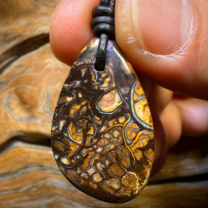 33 x 21mm - Drilled Tribal Queensland Boulder Opal Necklace