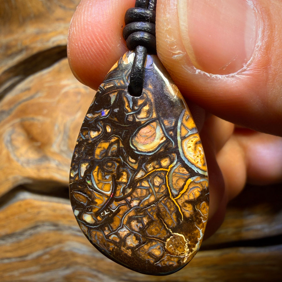 33 x 21mm - Drilled Tribal Queensland Boulder Opal Necklace