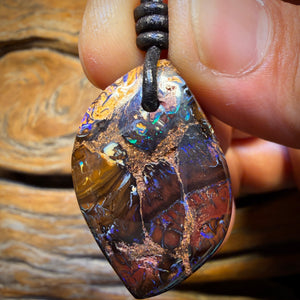 33 x 21mm - Drilled Tribal Queensland Boulder Opal Necklace