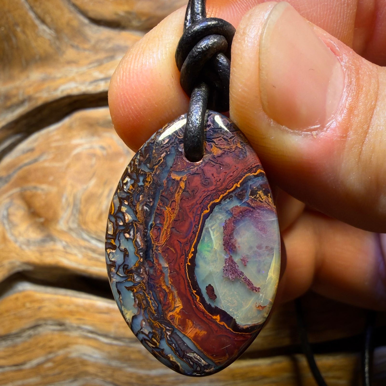 33 x 23mm - Drilled Tribal Queensland Boulder Opal Necklace