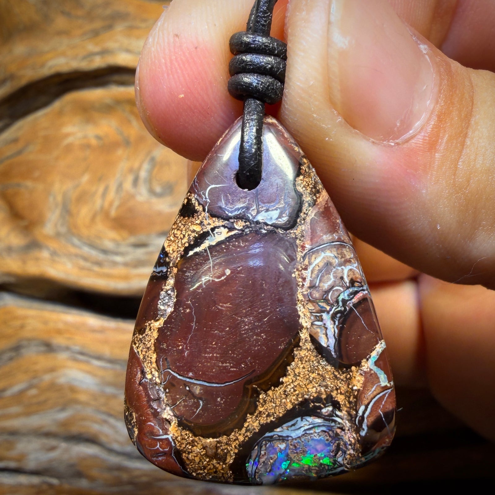 33 x 24mm - Drilled Tribal Queensland Boulder Opal Necklace