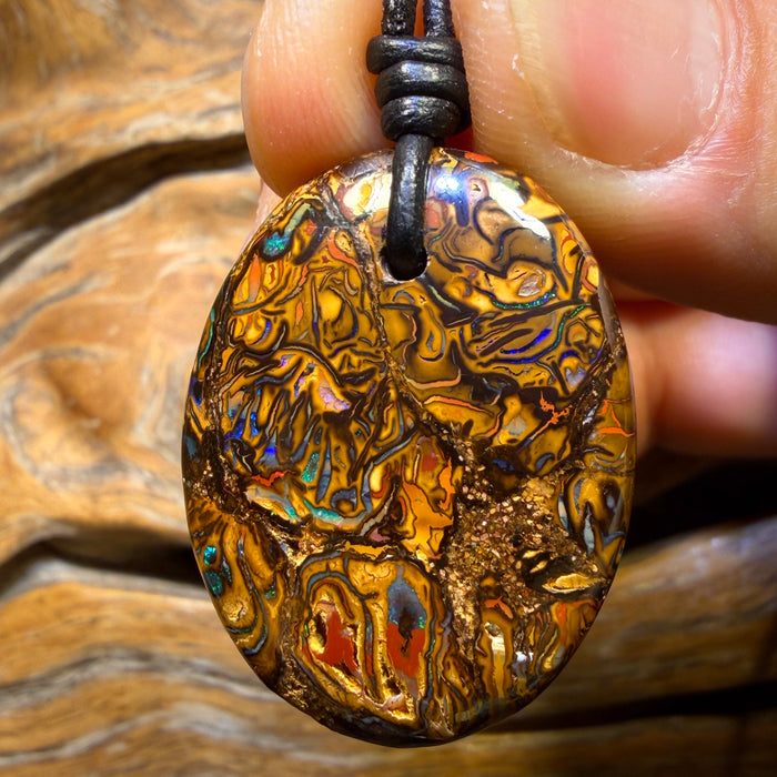 33 x 25mm - Drilled Tribal Queensland Boulder Opal Necklace