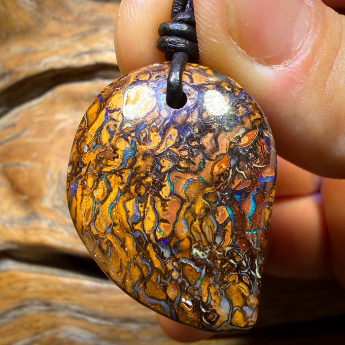 33 x 25mm - Drilled Tribal Queensland Boulder Opal Necklace