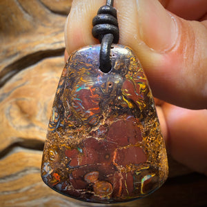 33 x 26mm - Drilled Tribal Queensland Boulder Opal Necklace