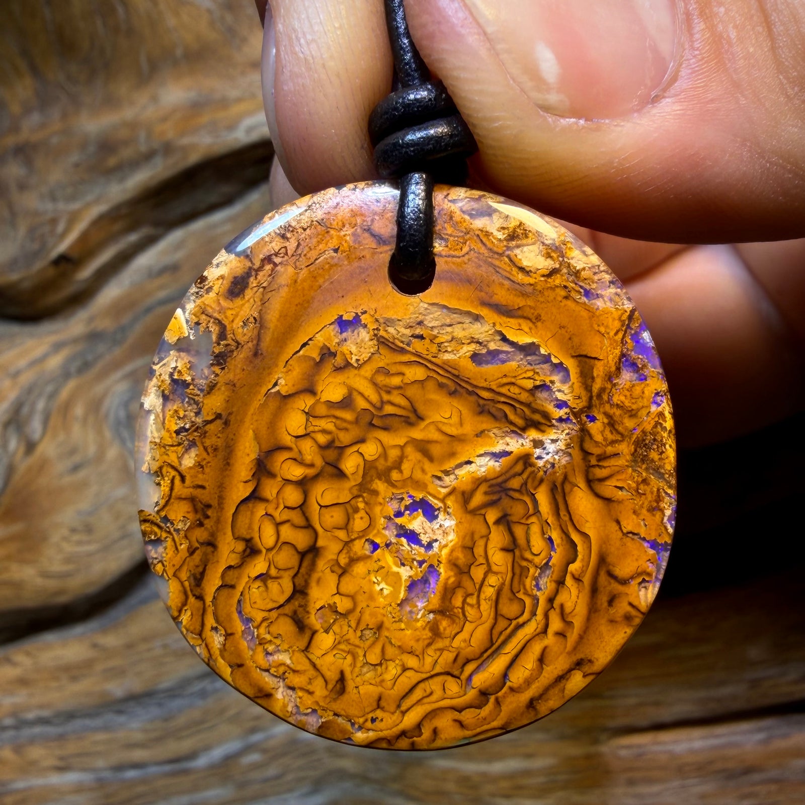 33 x 32mm - Drilled Tribal Queensland Boulder Opal Necklace