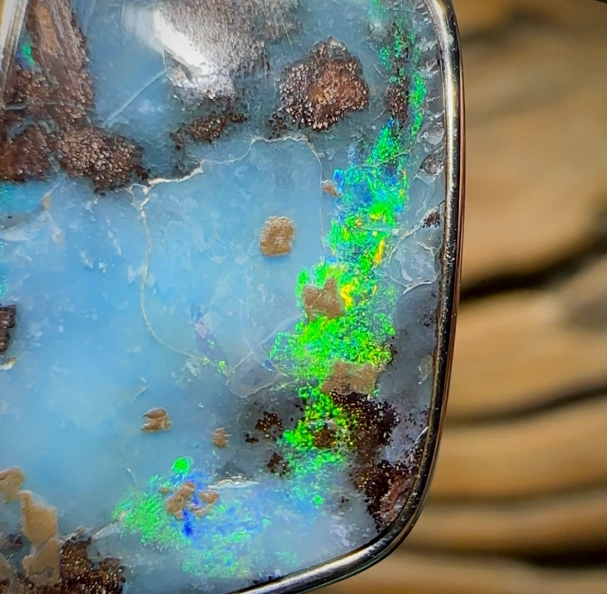 Sterling Silver - SOLID Australian Boulder Opal Pendant Hand Made “Aquatic Dream” - Opal Whisperers