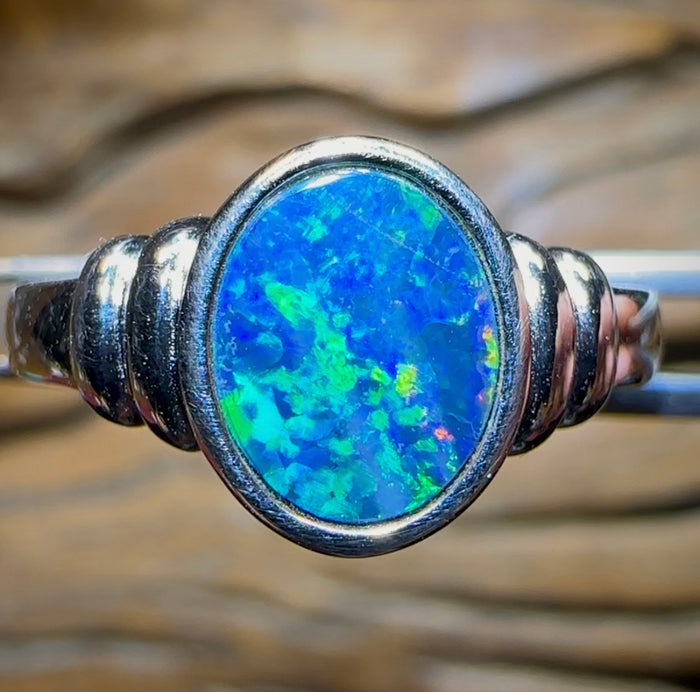 Sterling Silver - Aa Queensland Boulder Opal Doublet Ring - Opal Whisperers
