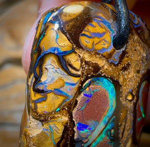 30 x 20mm - “Top Multi Kernel Conglomerate delight” Drilled Australian Boulder Opal Necklace