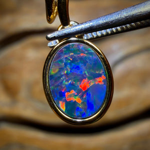 Sterling Silver Gold Plated - Queensland Boulder Opal Doublet Pendant