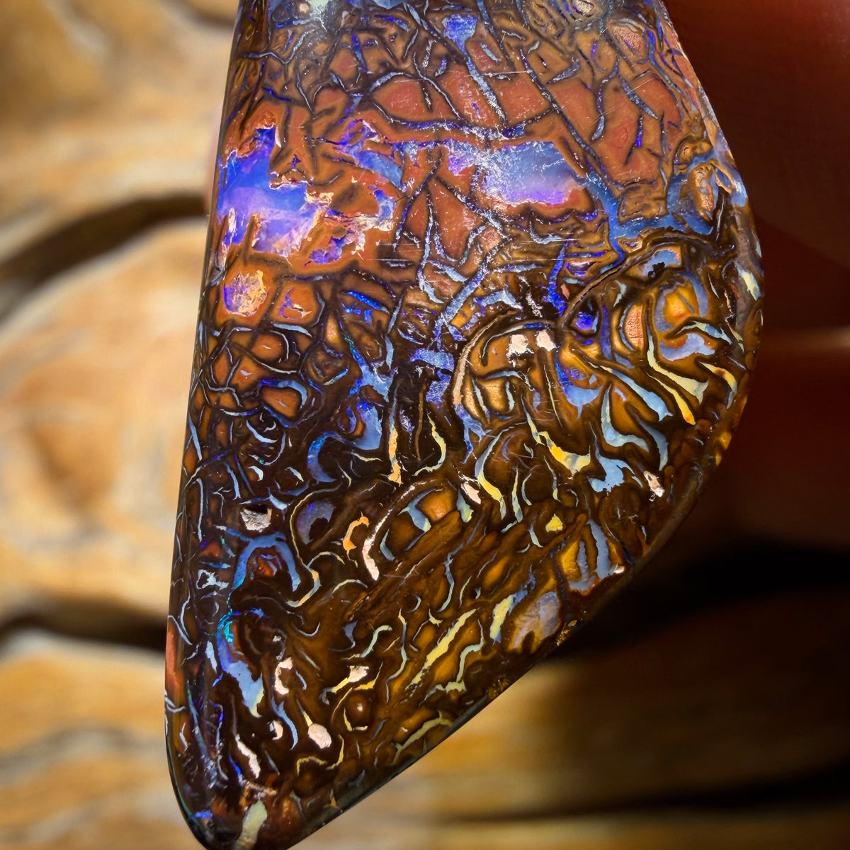 Wildcard! 35 x 17mm - Drilled Tribal Queensland Boulder Opal Necklace