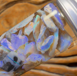 55.5cts - Rare Mintabie Rough Opal Vial. South Australian Opal