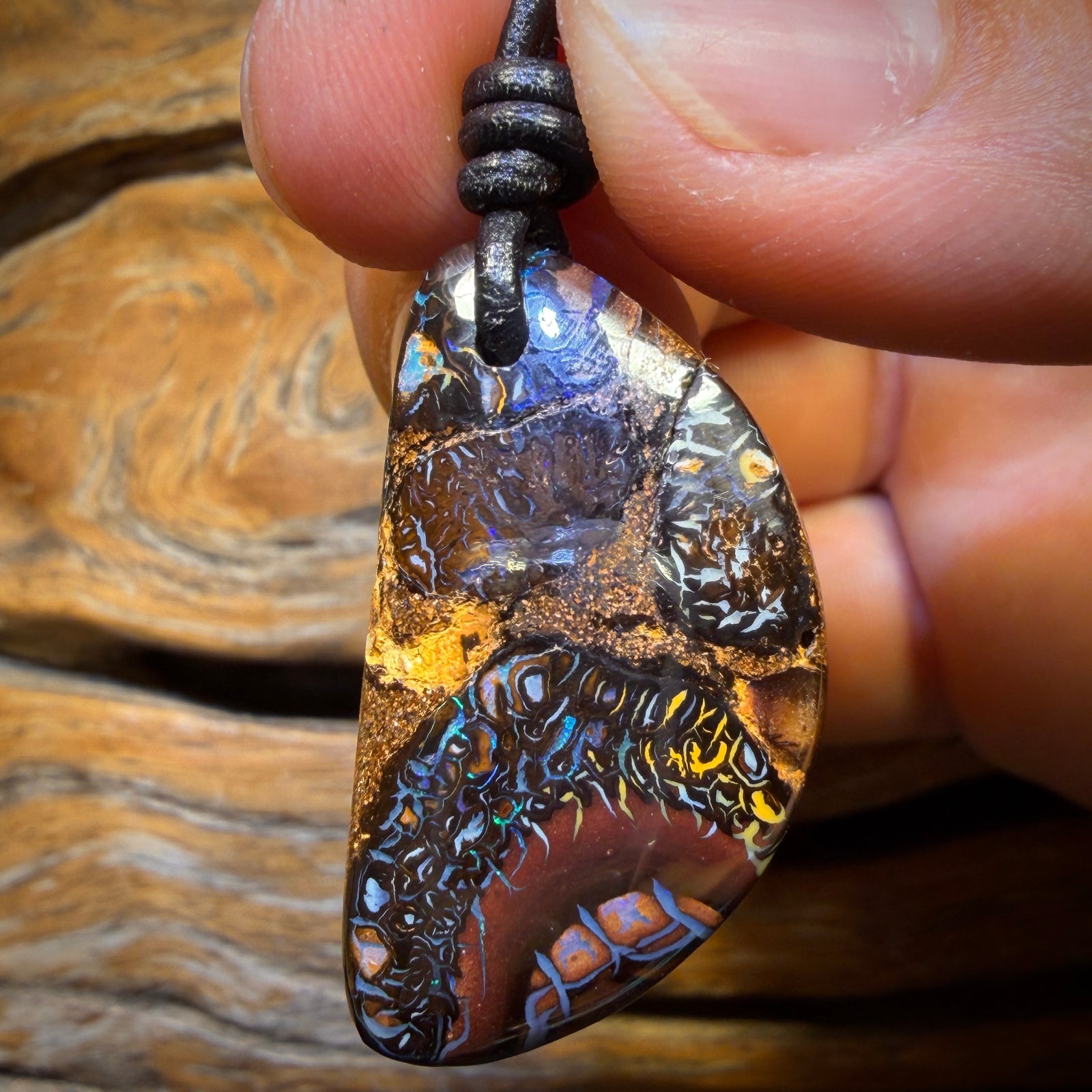34 x 19mm - Drilled Tribal Queensland Boulder Opal Necklace