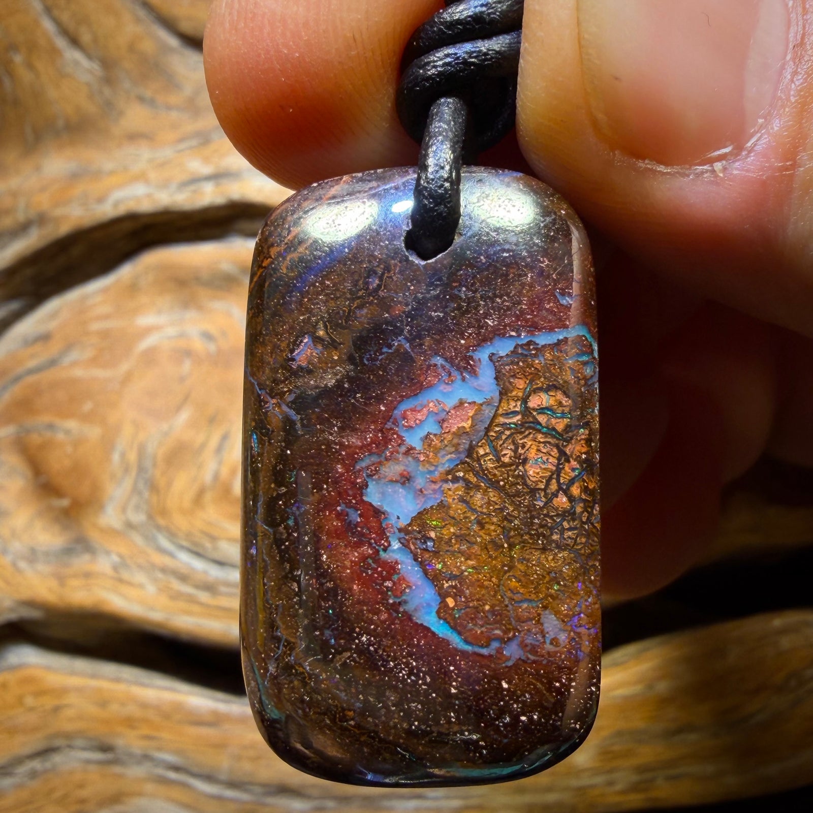 34 x 20mm - Drilled Tribal Queensland Boulder Opal Necklace