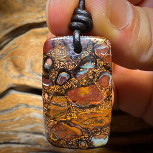 34 x 21mm - Drilled Tribal Queensland Boulder Opal Necklace