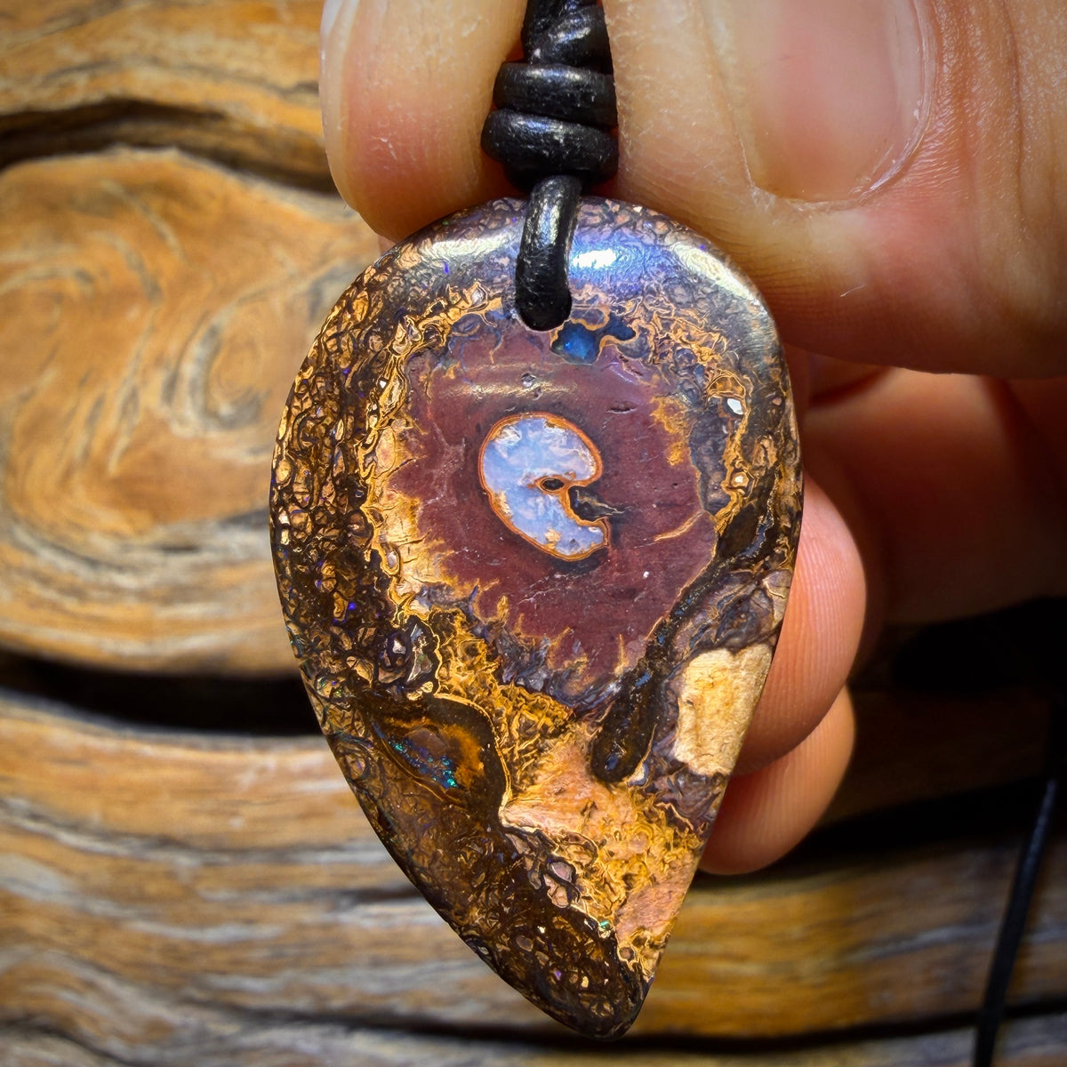 34 x 23mm - Drilled Tribal Queensland Boulder Opal Necklace