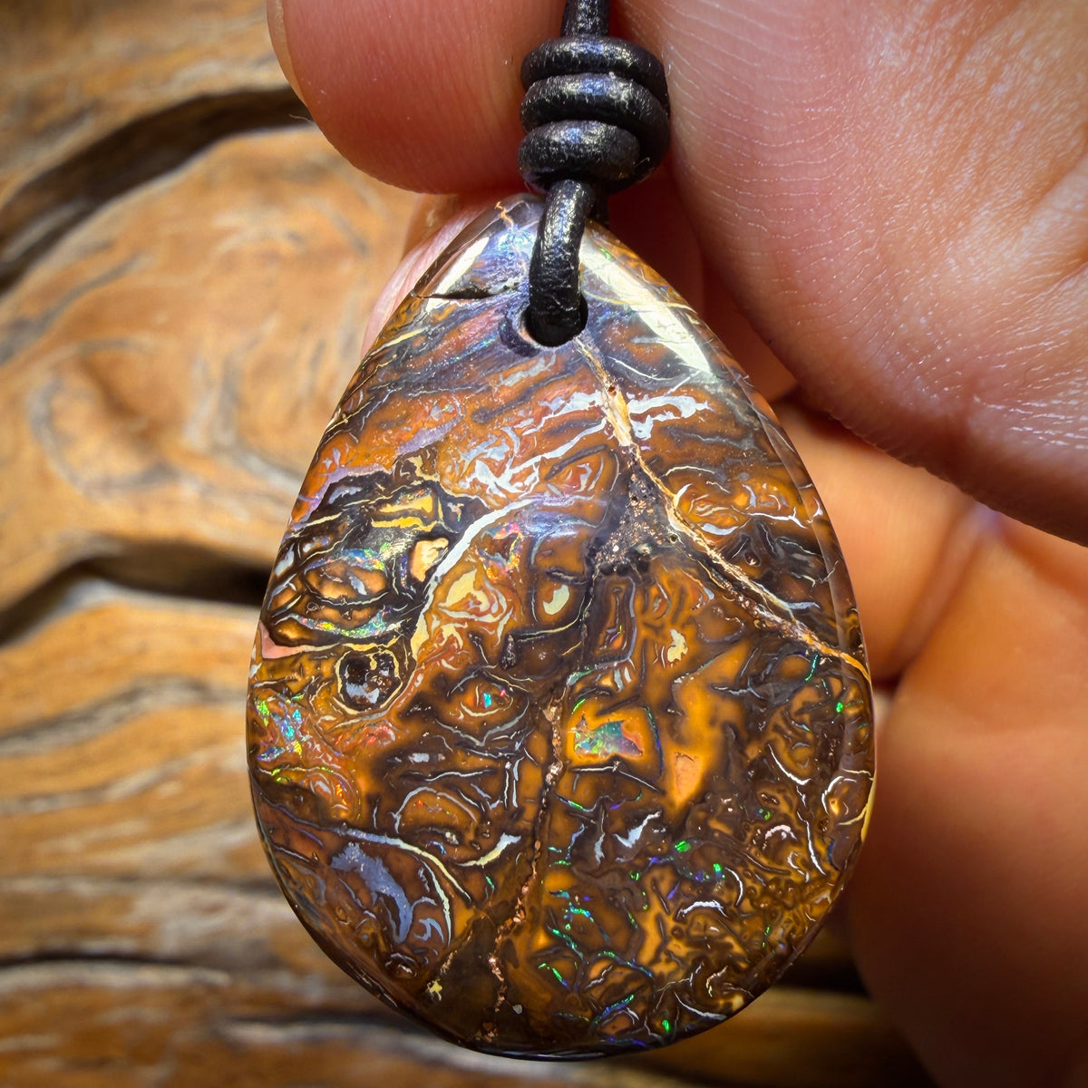 34 x 25mm - Drilled Tribal Queensland Boulder Opal Necklace