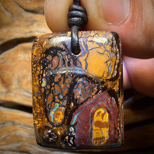 34 x 26mm - Drilled Tribal Queensland Boulder Opal Necklace