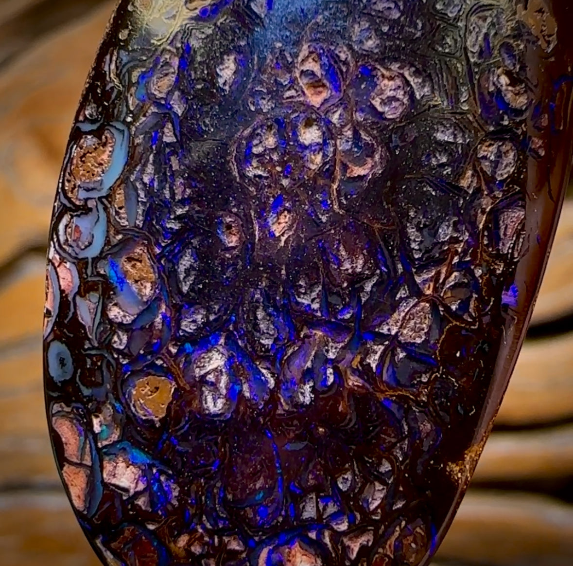 92.1cts - Dark Tribal Queensland Black Boulder Opal from Yowah