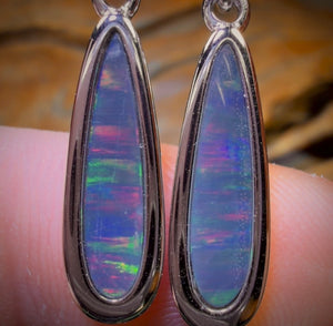 Sterling Silver - Australian Boulder Opal Doublet Drop Stud Earrings