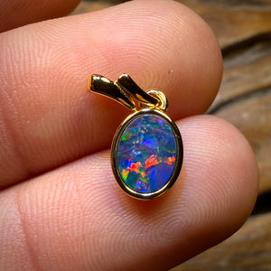 Sterling Silver Gold Plated - Queensland Boulder Opal Doublet Pendant