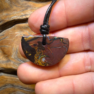 30 x 19mm - “Tribal Dancers” Drilled Tribal Queensland Boulder Opal Necklace