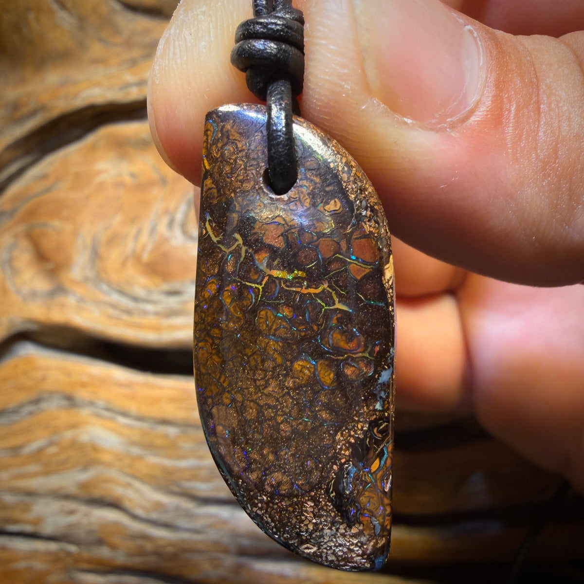 35 x 15mm - Drilled Tribal Queensland Boulder Opal Necklace