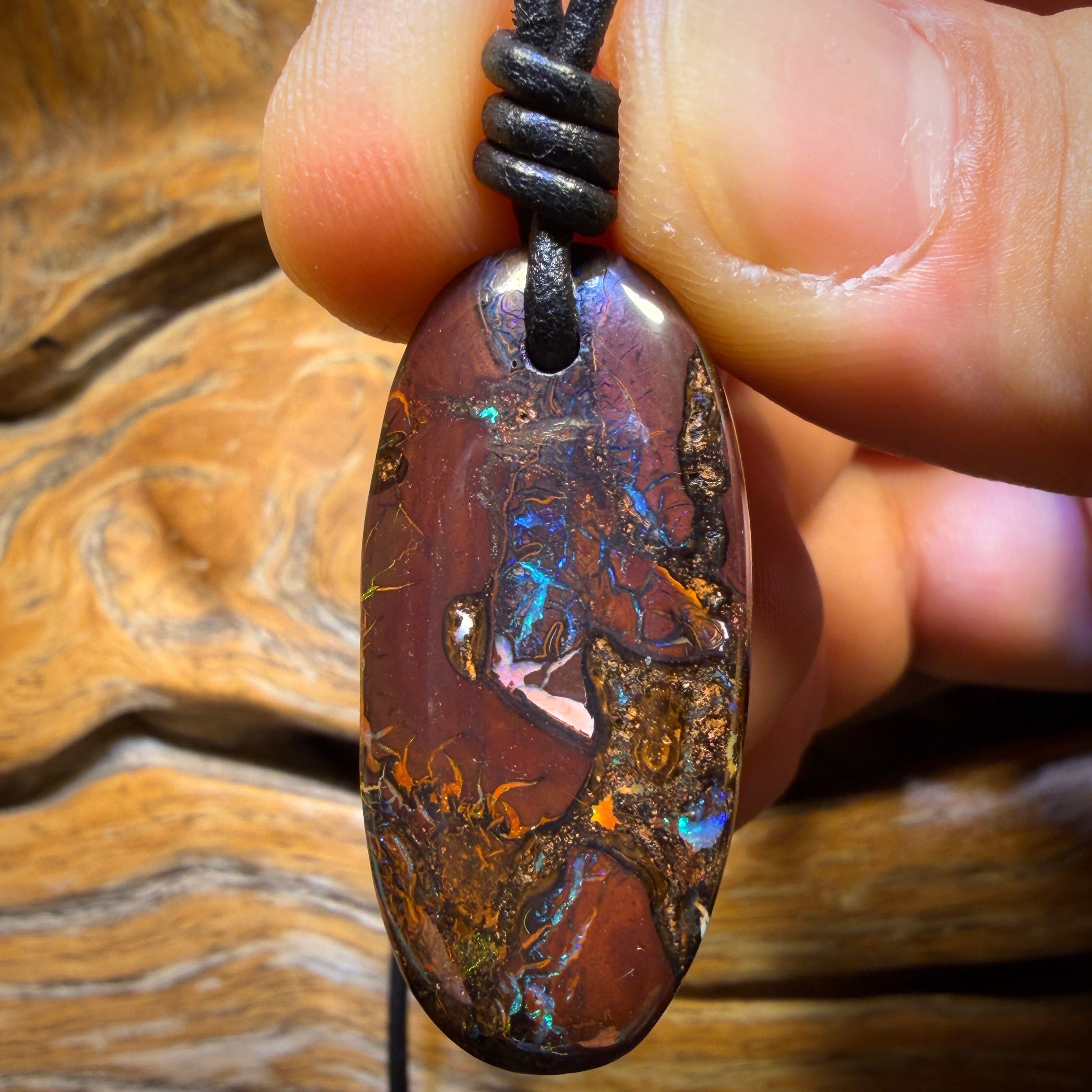 35 x 17mm - Drilled Tribal Queensland Boulder Opal Necklace - Opal