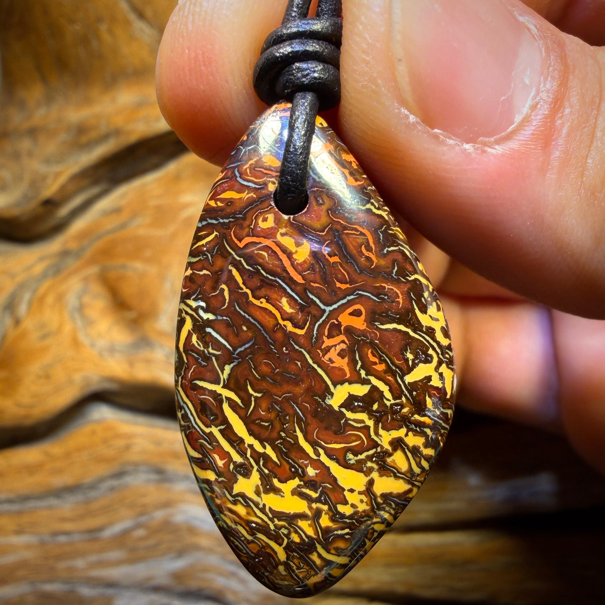 35 x 20mm - Drilled Tribal Queensland Boulder Opal Necklace