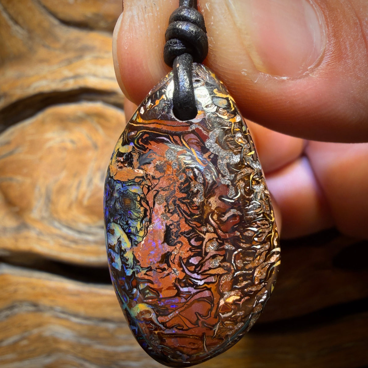 35 x 20mm - Drilled Tribal Queensland Boulder Opal Necklace