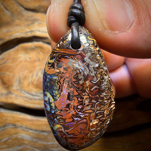 35 x 20mm - Drilled Tribal Queensland Boulder Opal Necklace