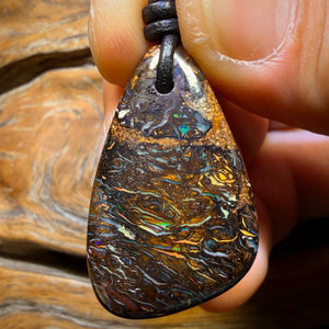 35 x 21mm - Drilled Tribal Queensland Boulder Opal Necklace