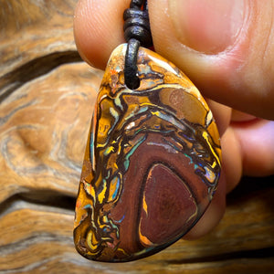 35 x 22mm - Drilled Tribal Queensland Boulder Opal Necklace