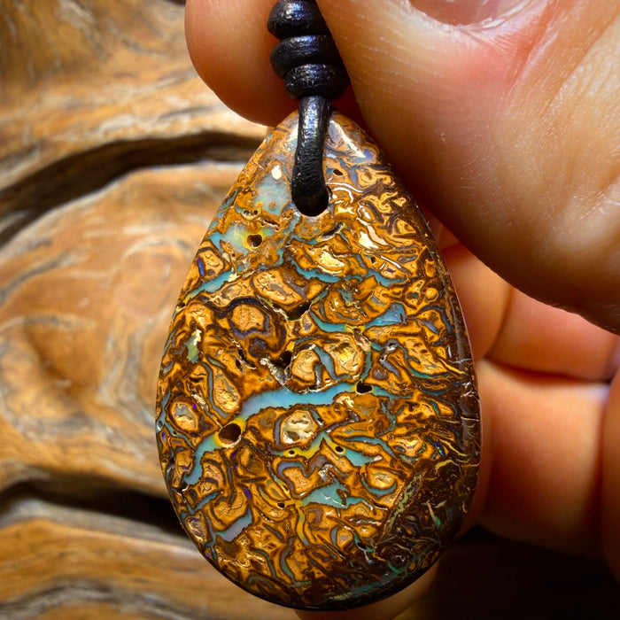 35 x 22mm - Drilled Tribal Queensland Boulder Opal Necklace
