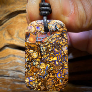 35 x 22mm - Drilled Tribal Queensland Boulder Opal Necklace