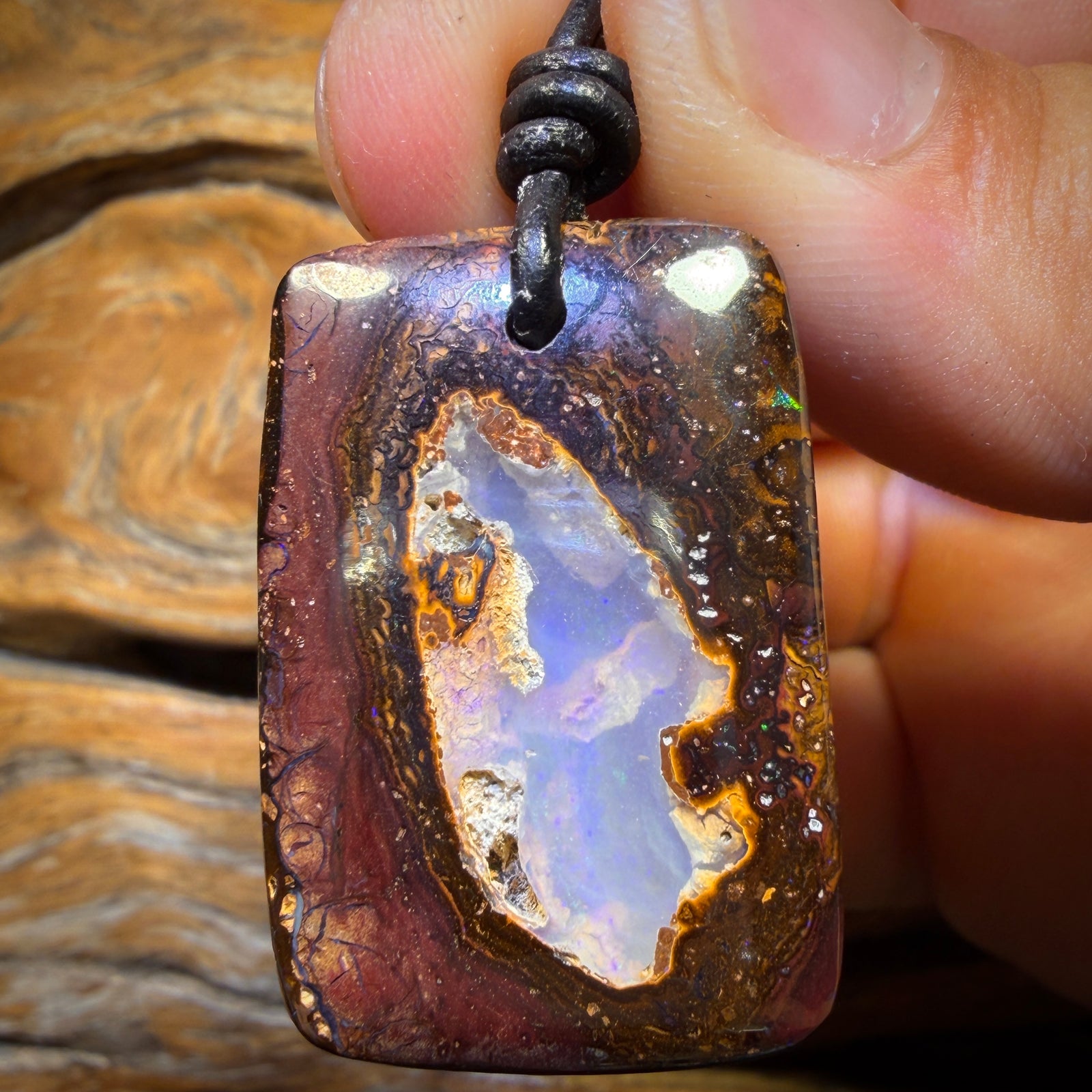 35 x 23mm - Drilled Queensland Boulder Opal Necklace