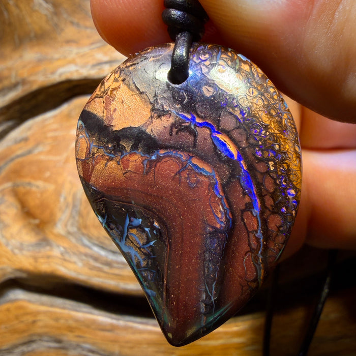 35 x 26mm - Drilled Tribal Queensland Boulder Opal Necklace